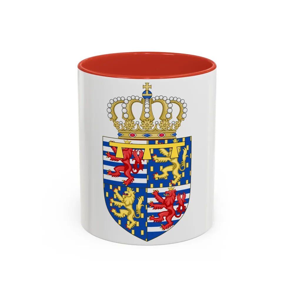 Lesser coat of arms of the Hereditary Grand Duke of Luxembourg (2000) - Accent Coffee Mug 11oz Red - Go Mug Yourself