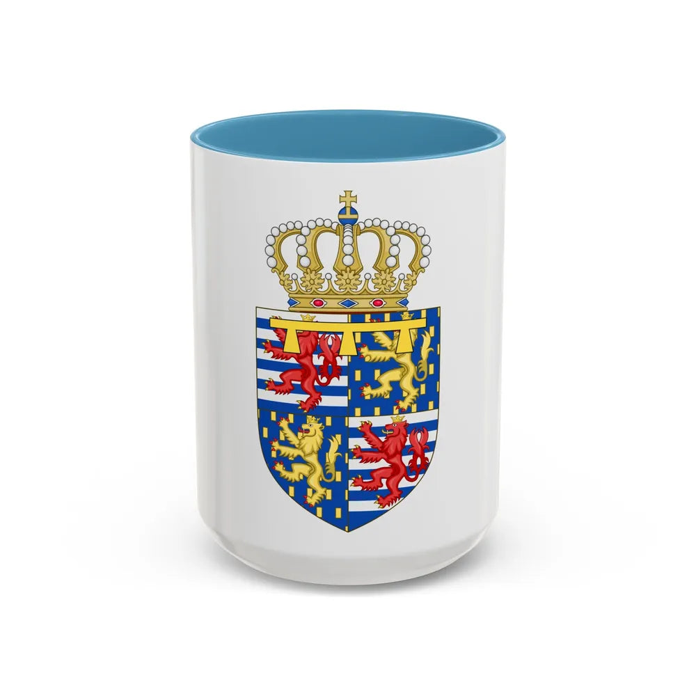 Lesser coat of arms of the Hereditary Grand Duke of Luxembourg (2000) - Accent Coffee Mug 15oz Light Blue - Go Mug Yourself