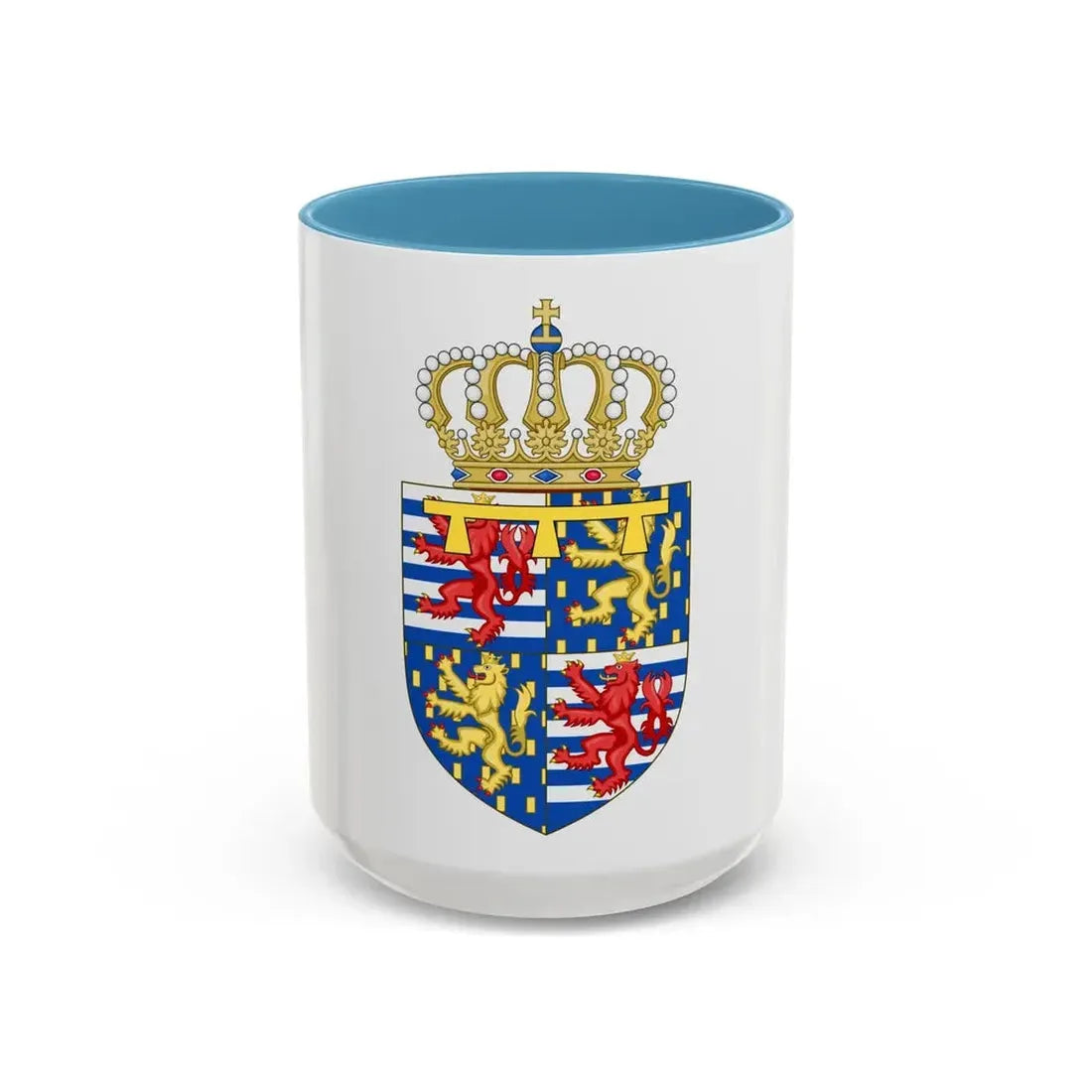 Lesser coat of arms of the Hereditary Grand Duke of Luxembourg (2000) - Accent Coffee Mug 15oz Light Blue - Go Mug Yourself