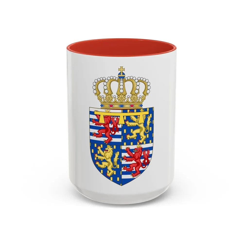Lesser coat of arms of the Hereditary Grand Duke of Luxembourg (2000) - Accent Coffee Mug 15oz Red - Go Mug Yourself