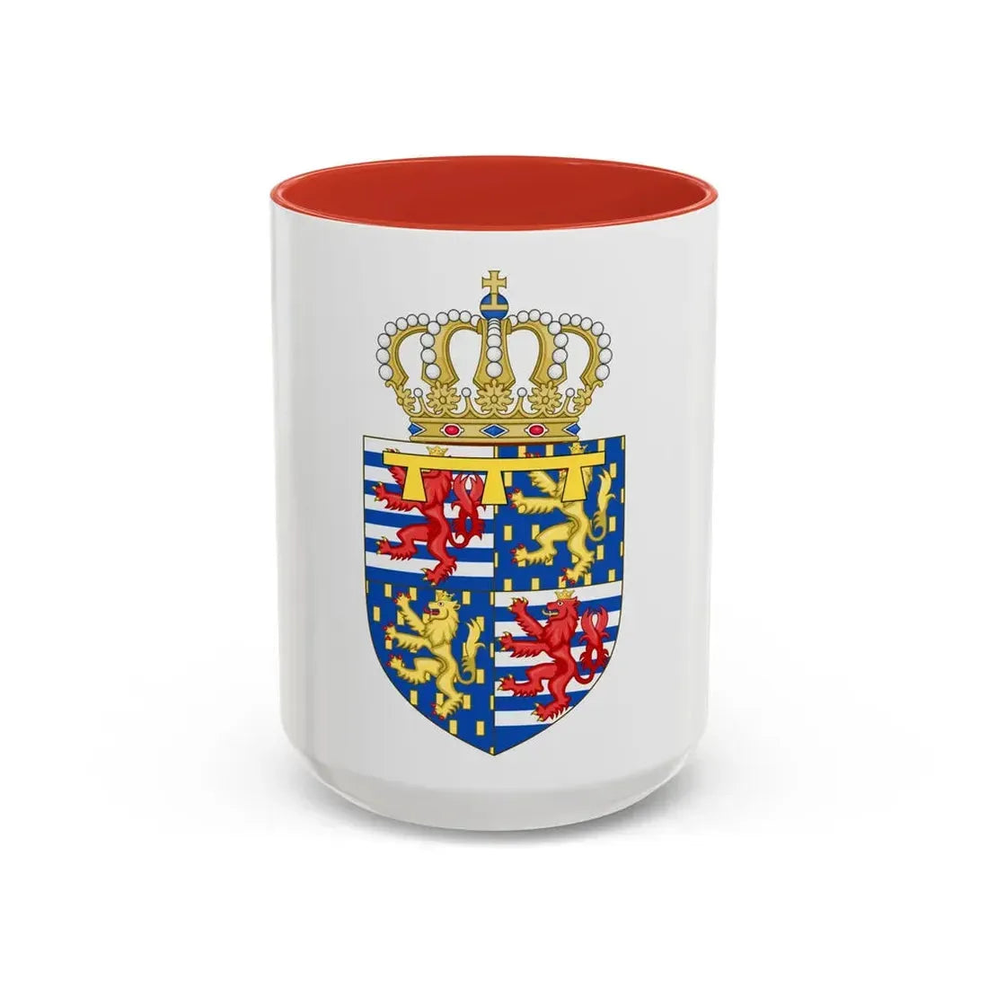 Lesser coat of arms of the Hereditary Grand Duke of Luxembourg (2000) - Accent Coffee Mug 15oz Red - Go Mug Yourself