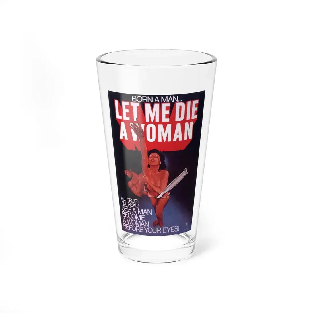 LET ME DIE A WOMAN 1977 Movie Poster - Pint Glass 16oz 16oz - Go Mug Yourself