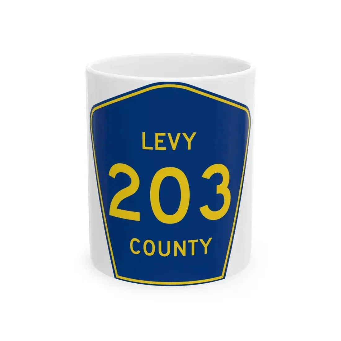 Levy County 203 (Florida) (Road Sign) White Coffee Mug 11oz - Go Mug Yourself