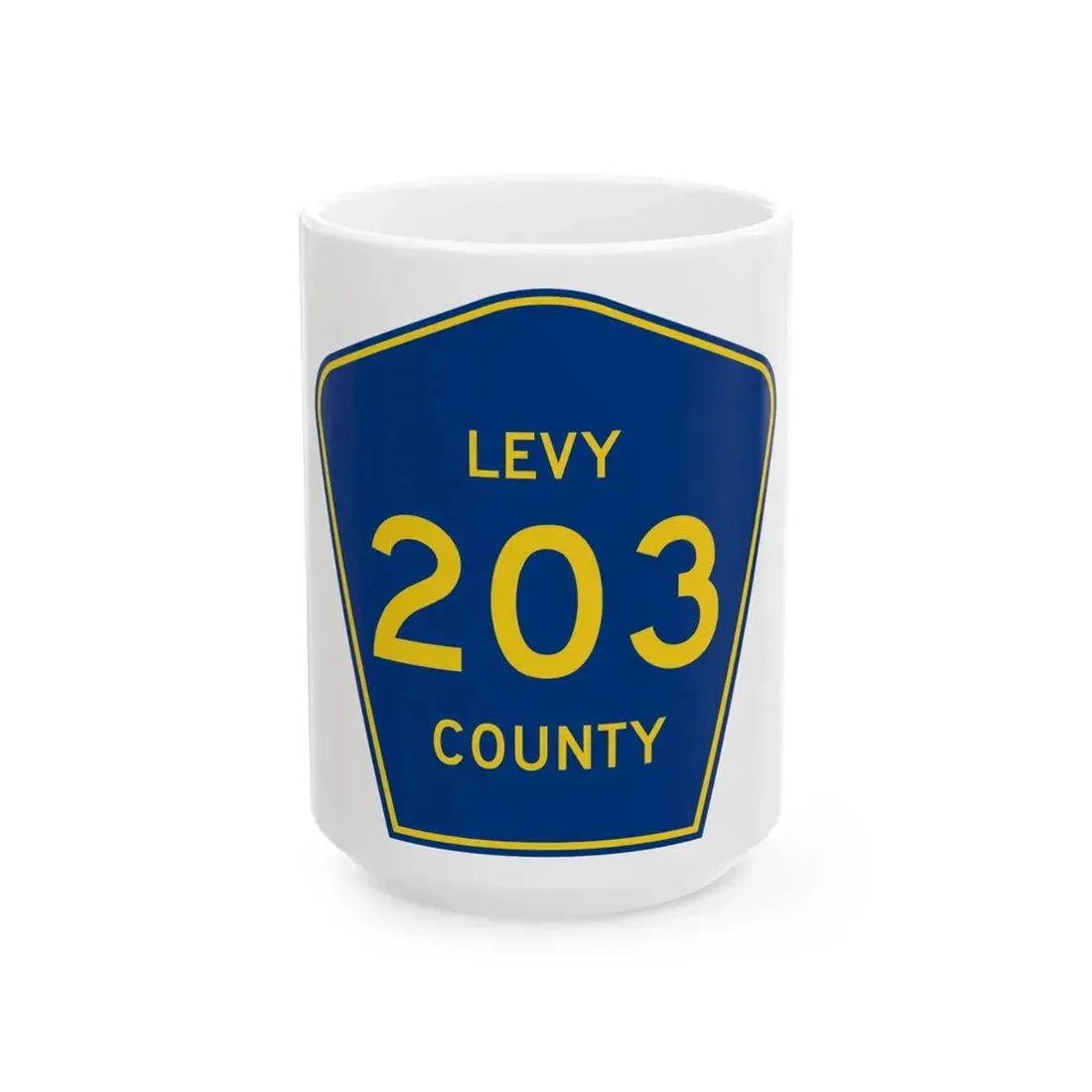 Levy County 203 (Florida) (Road Sign) White Coffee Mug 15oz - Go Mug Yourself