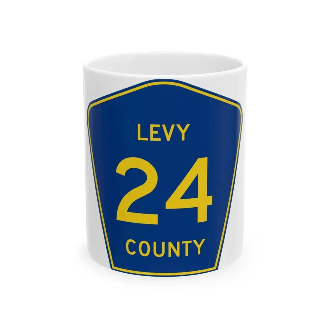 Levy County 24 (Florida) (Road Sign) White Coffee Mug 11oz - Go Mug Yourself