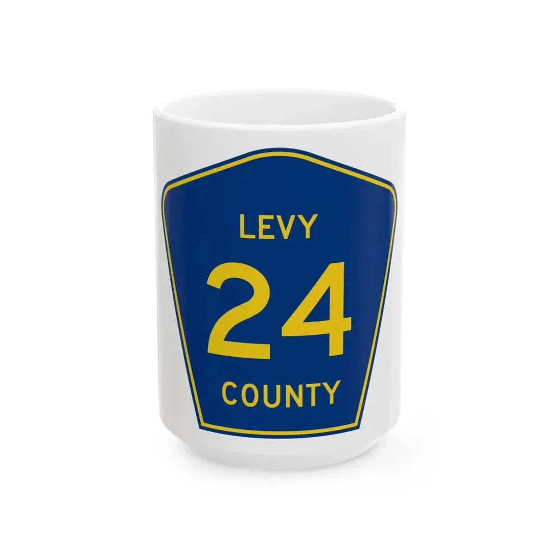Levy County 24 (Florida) (Road Sign) White Coffee Mug 15oz - Go Mug Yourself