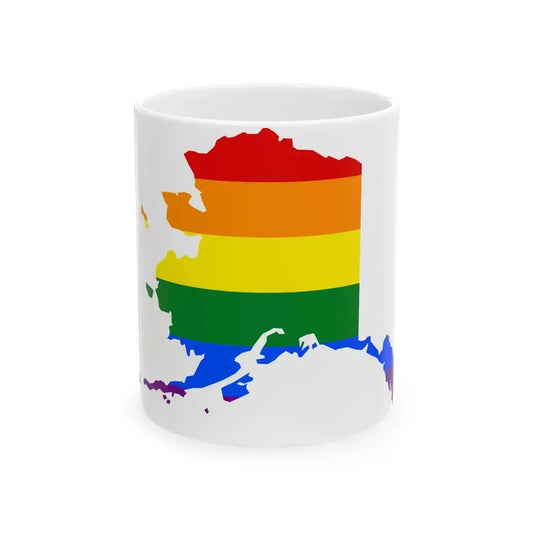 LGBT flag map of Alaska (United States) White Coffee Mug 11oz - Go Mug Yourself