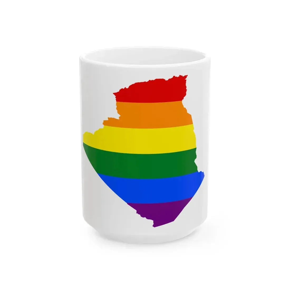 LGBT flag map of Algeria (Algeria) White Coffee Mug 15oz - Go Mug Yourself