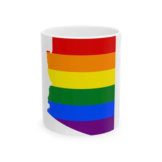 LGBT flag map of Arizona (United States) White Coffee Mug 11oz - Go Mug Yourself