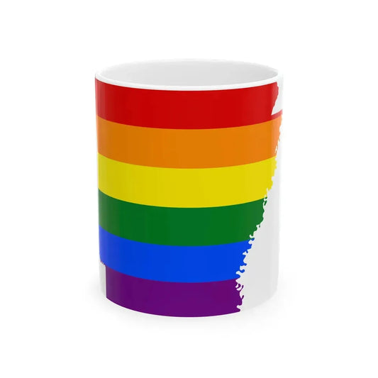 LGBT flag map of Arkansas (United States) White Coffee Mug 11oz - Go Mug Yourself