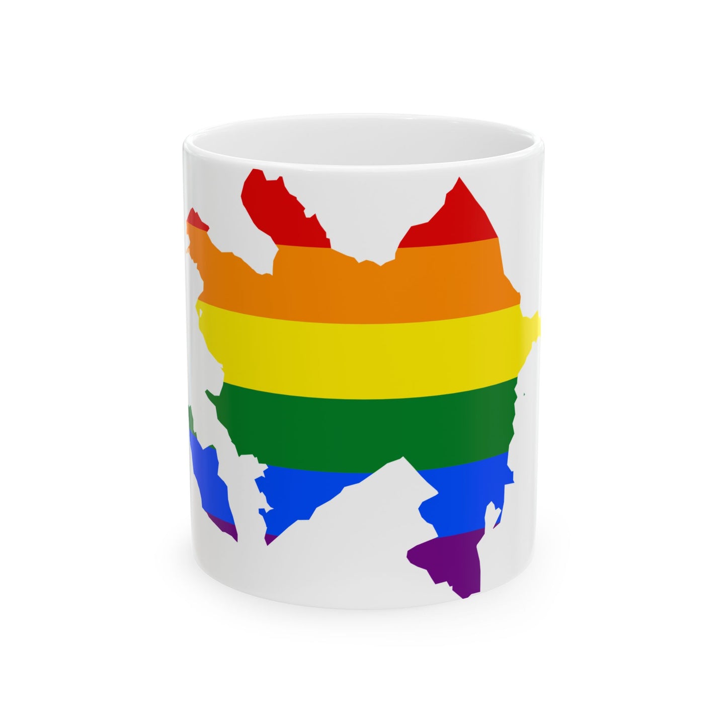 LGBT flag map of Azerbaijan (Azerbaijan) White Coffee Mug-11oz-Go Mug Yourself