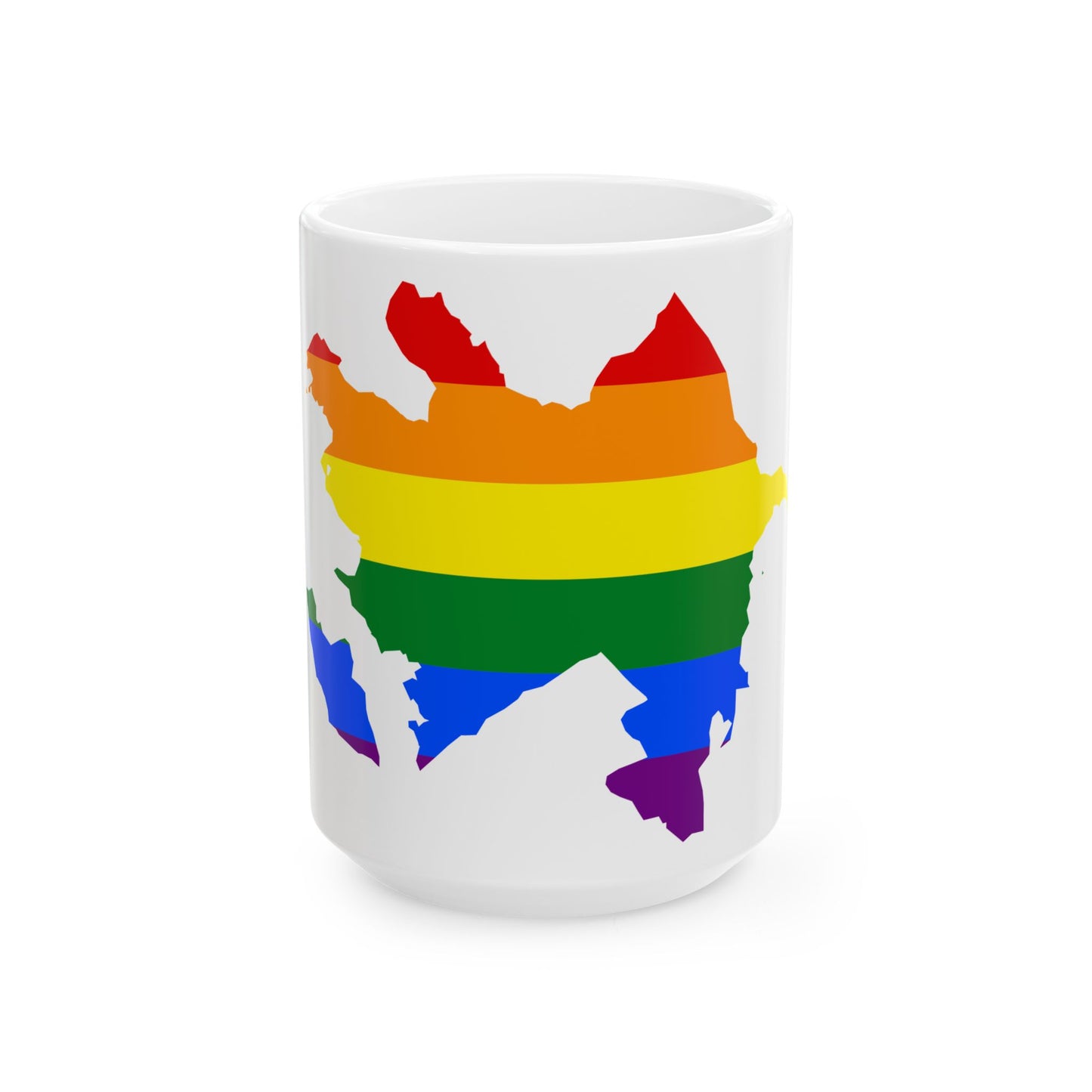 LGBT flag map of Azerbaijan (Azerbaijan) White Coffee Mug-15oz-Go Mug Yourself
