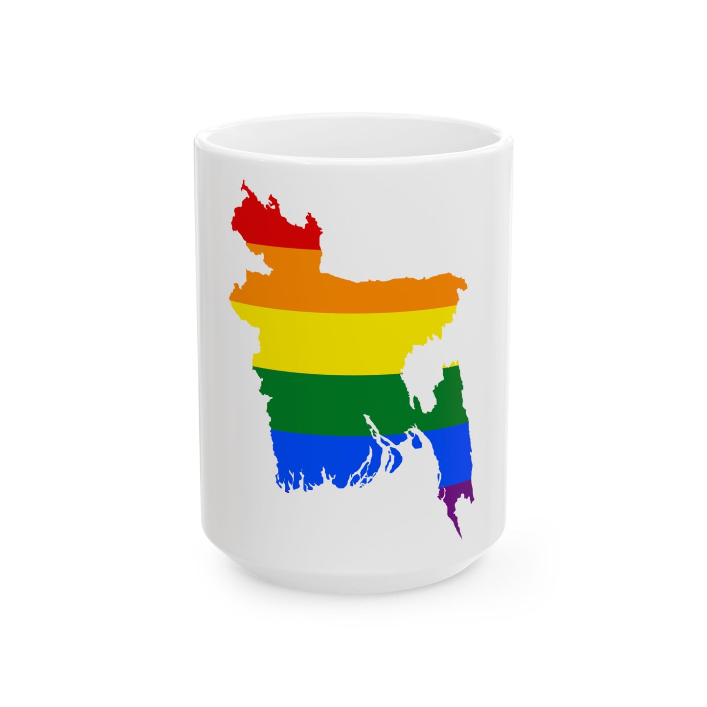 LGBT flag map of Bangladesh (Bangladesh) White Coffee Mug-15oz-Go Mug Yourself
