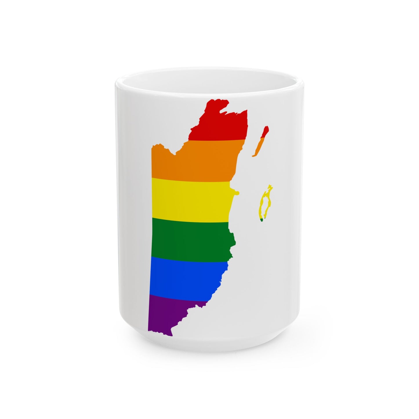 LGBT flag map of Belize (Belize) White Coffee Mug-15oz-Go Mug Yourself