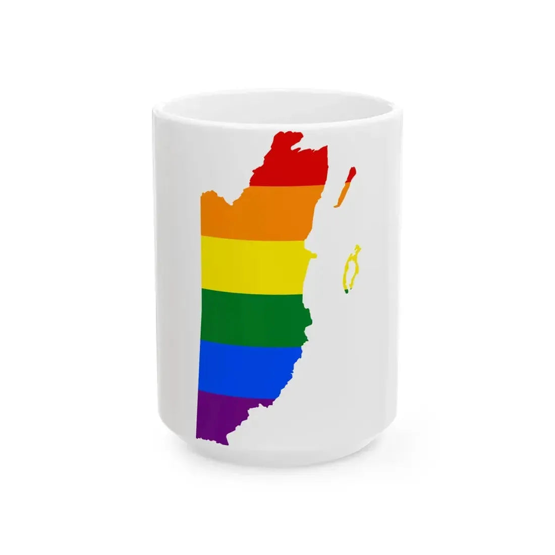 LGBT flag map of Belize (Belize) White Coffee Mug 15oz - Go Mug Yourself