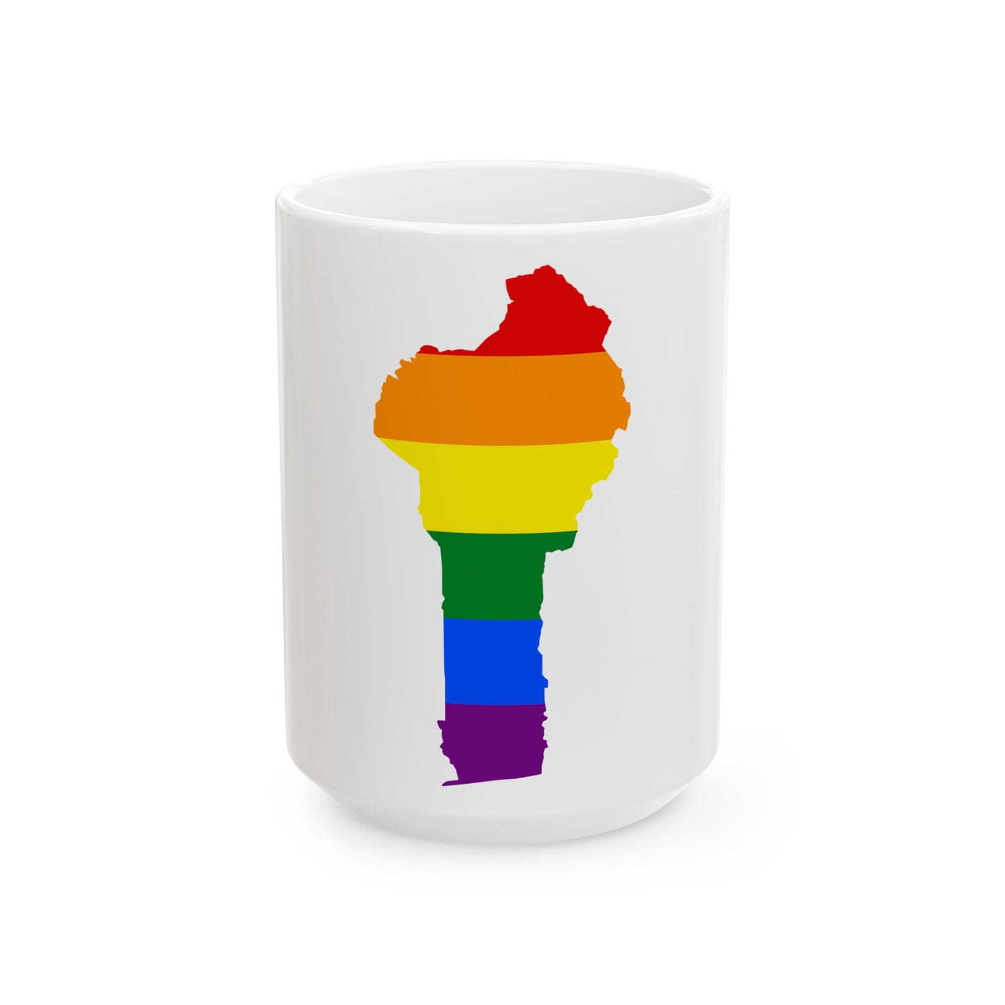 LGBT flag map of Benin (Benin) White Coffee Mug-15oz-Go Mug Yourself