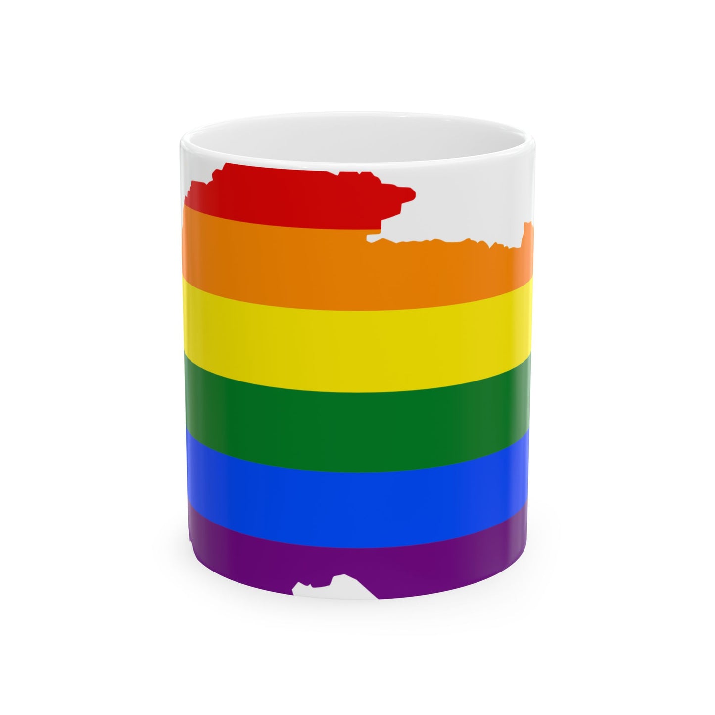 LGBT flag map of Bhutan (Bhutan) White Coffee Mug-11oz-Go Mug Yourself