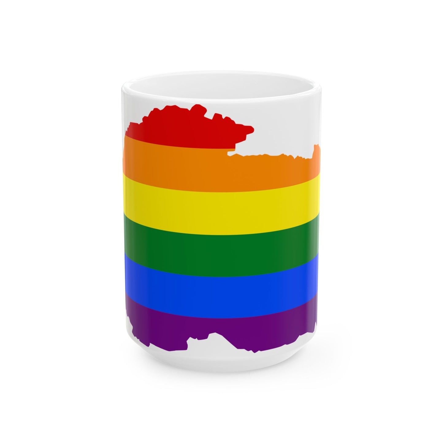 LGBT flag map of Bhutan (Bhutan) White Coffee Mug-15oz-Go Mug Yourself