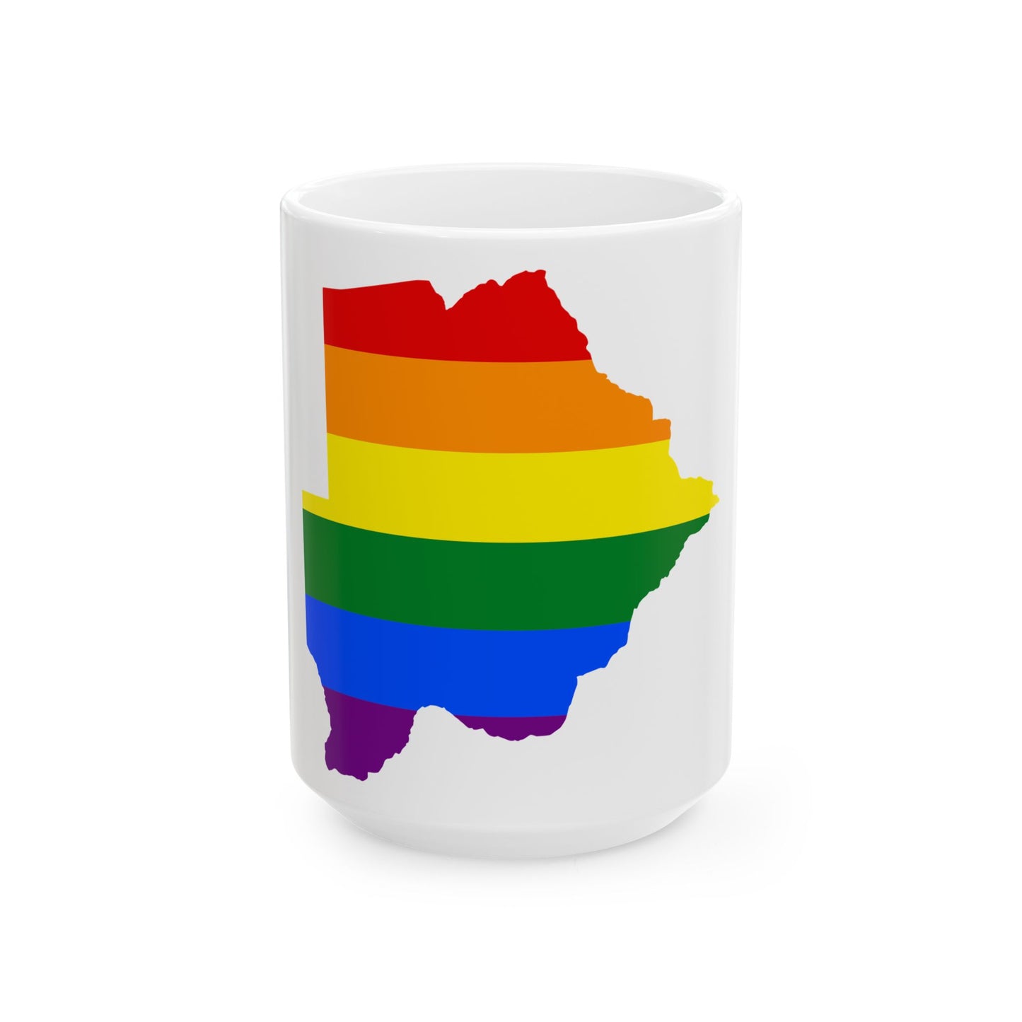 LGBT flag map of Botswana (Botswana) White Coffee Mug-15oz-Go Mug Yourself