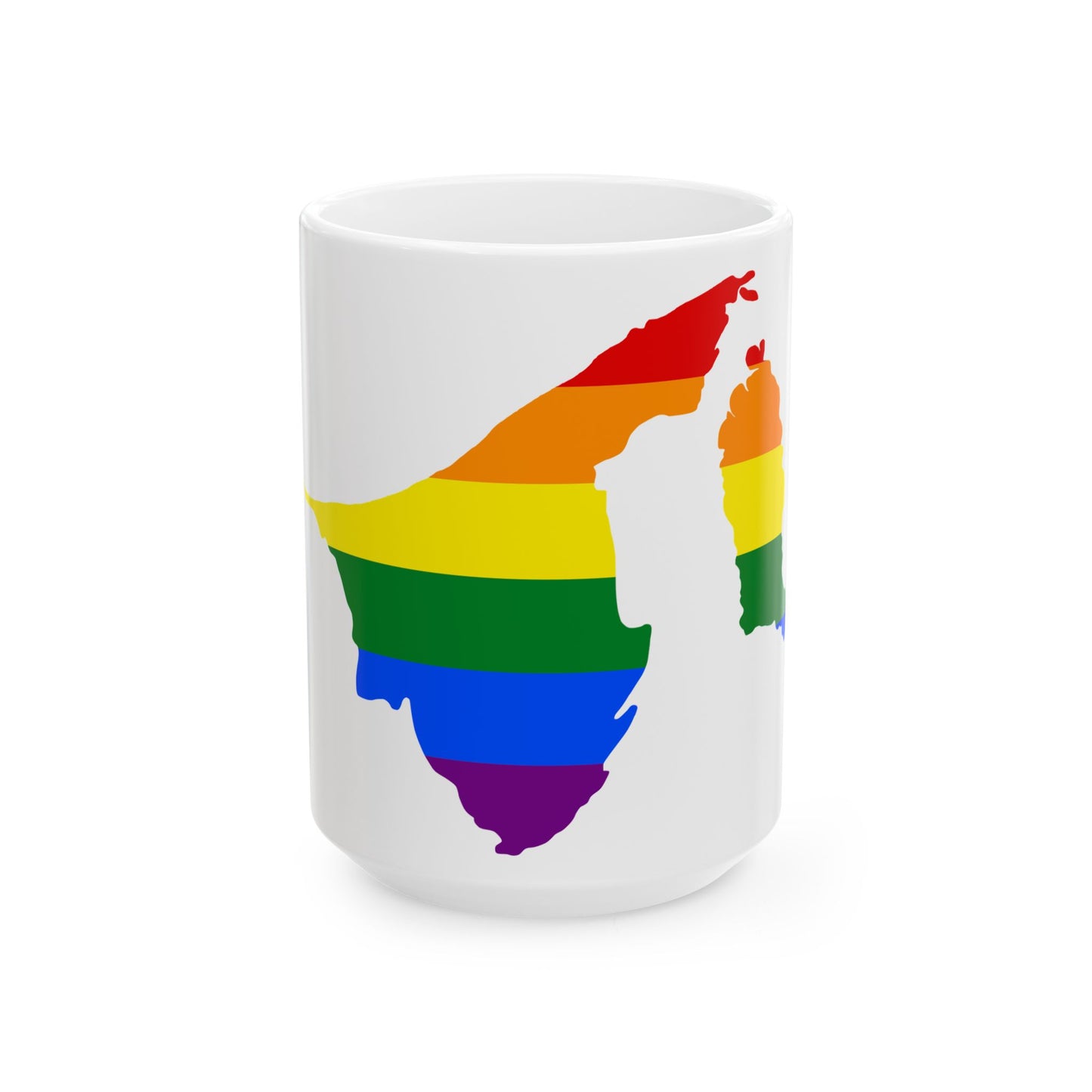 LGBT flag map of Brunei (Brunei) White Coffee Mug-15oz-Go Mug Yourself