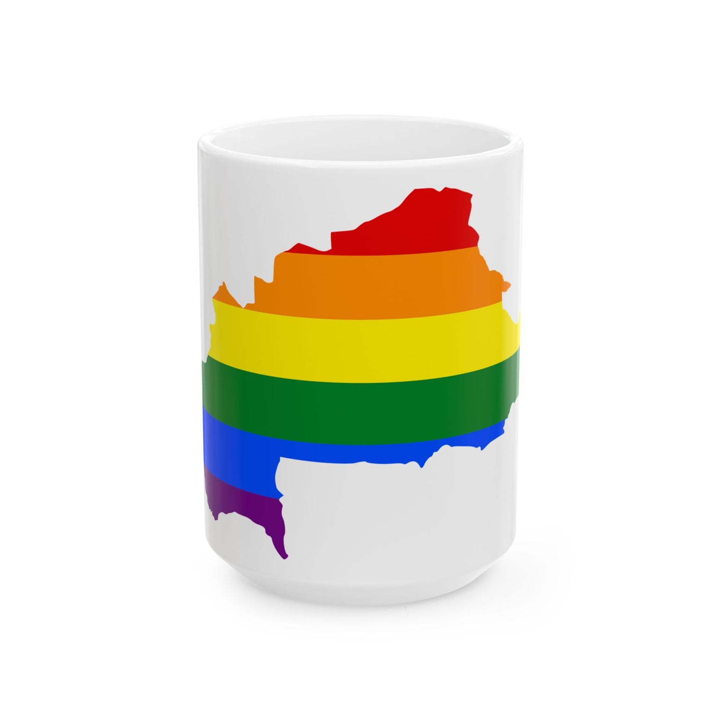 LGBT flag map of Burkina Faso (Burkina Faso) White Coffee Mug-15oz-Go Mug Yourself
