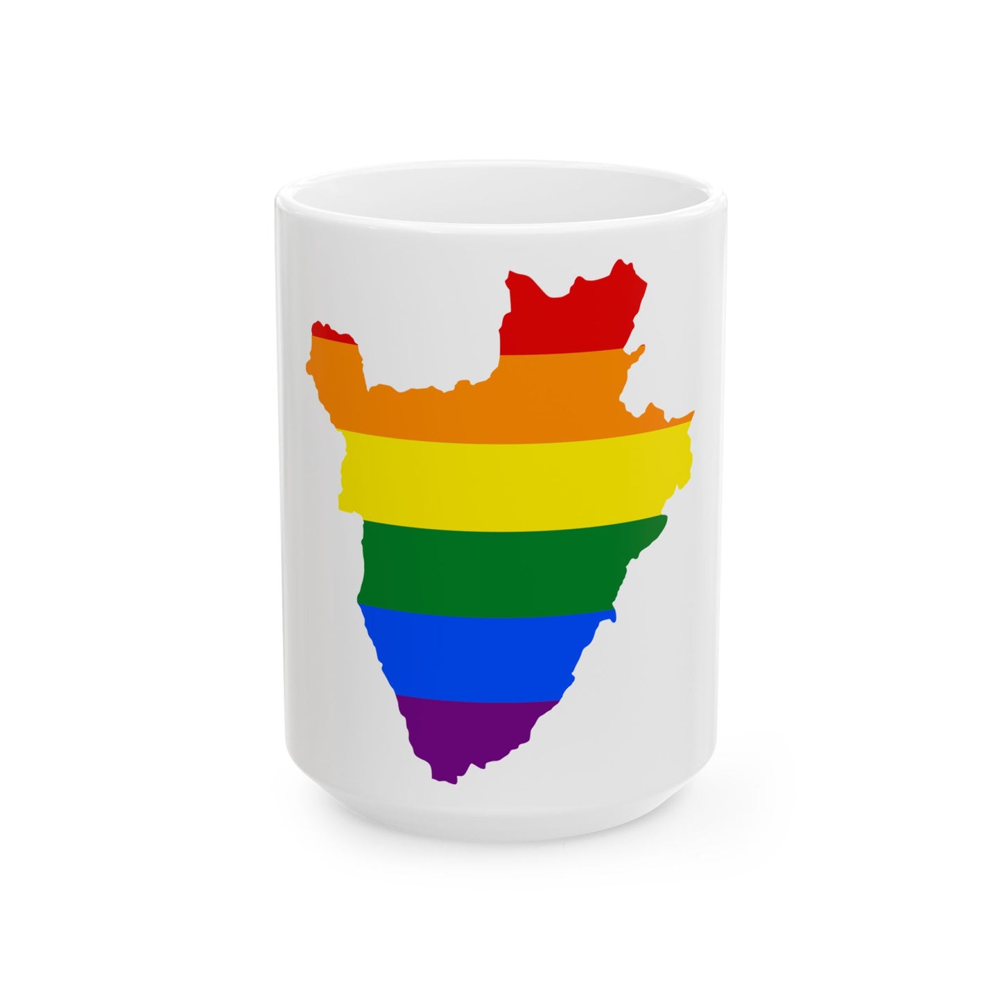 LGBT flag map of Burundi (Burundi) White Coffee Mug-15oz-Go Mug Yourself