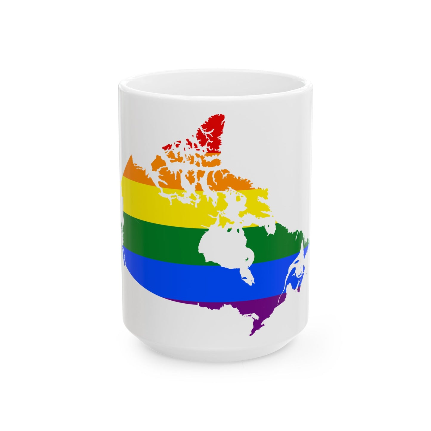 LGBT flag map of Canada (Canada) White Coffee Mug-15oz-Go Mug Yourself