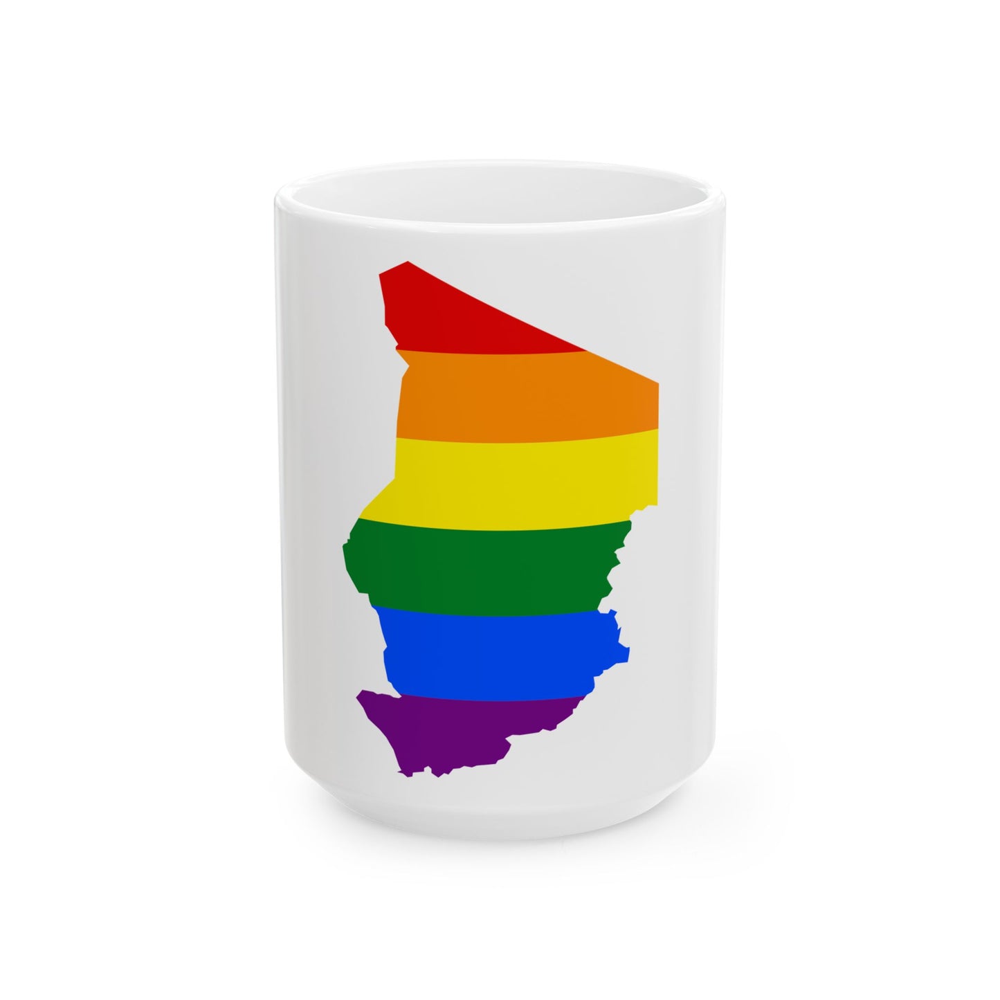 LGBT flag map of Chad (Chad) White Coffee Mug-15oz-Go Mug Yourself