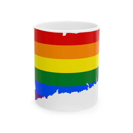 LGBT flag map of Connecticut (United States) White Coffee Mug 11oz - Go Mug Yourself