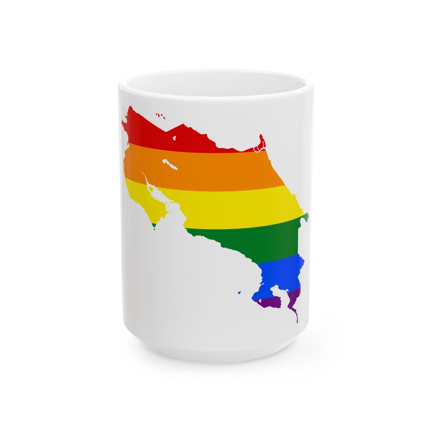 LGBT flag map of Costa Rica (Costa Rica) White Coffee Mug-15oz-Go Mug Yourself