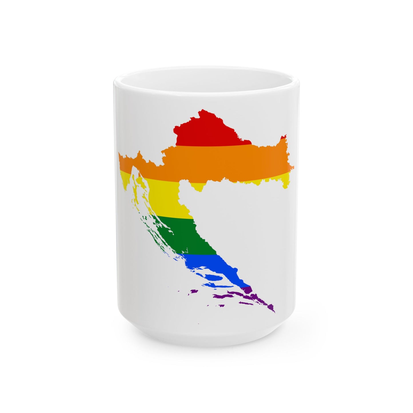 LGBT flag map of Croatia (Croatia) White Coffee Mug-15oz-Go Mug Yourself