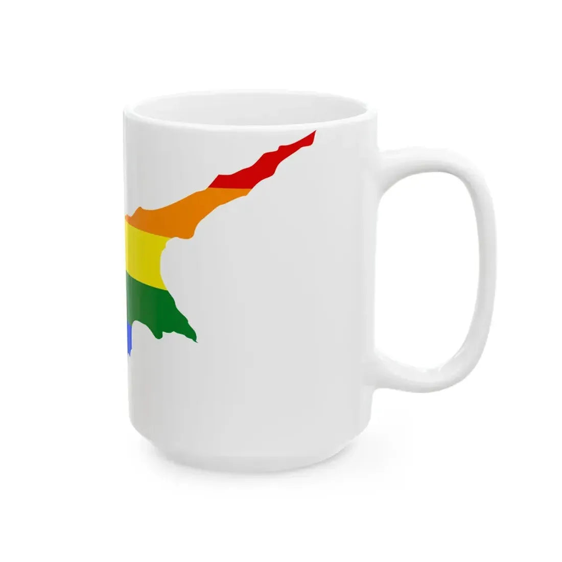 LGBT flag map of Cyprus (Cyprus) White Coffee Mug - Go Mug Yourself