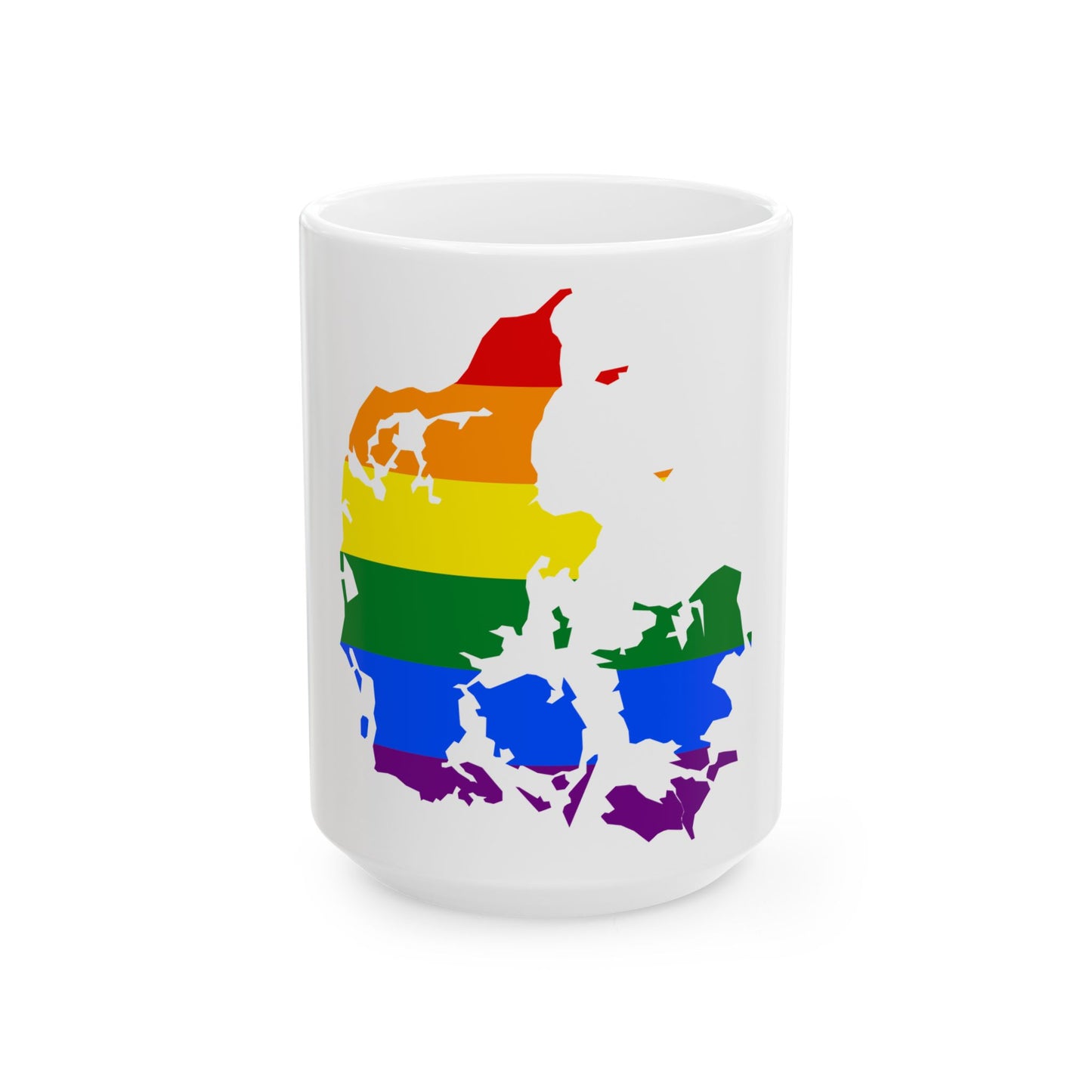 LGBT flag map of Denmark (Denmark) White Coffee Mug-15oz-Go Mug Yourself