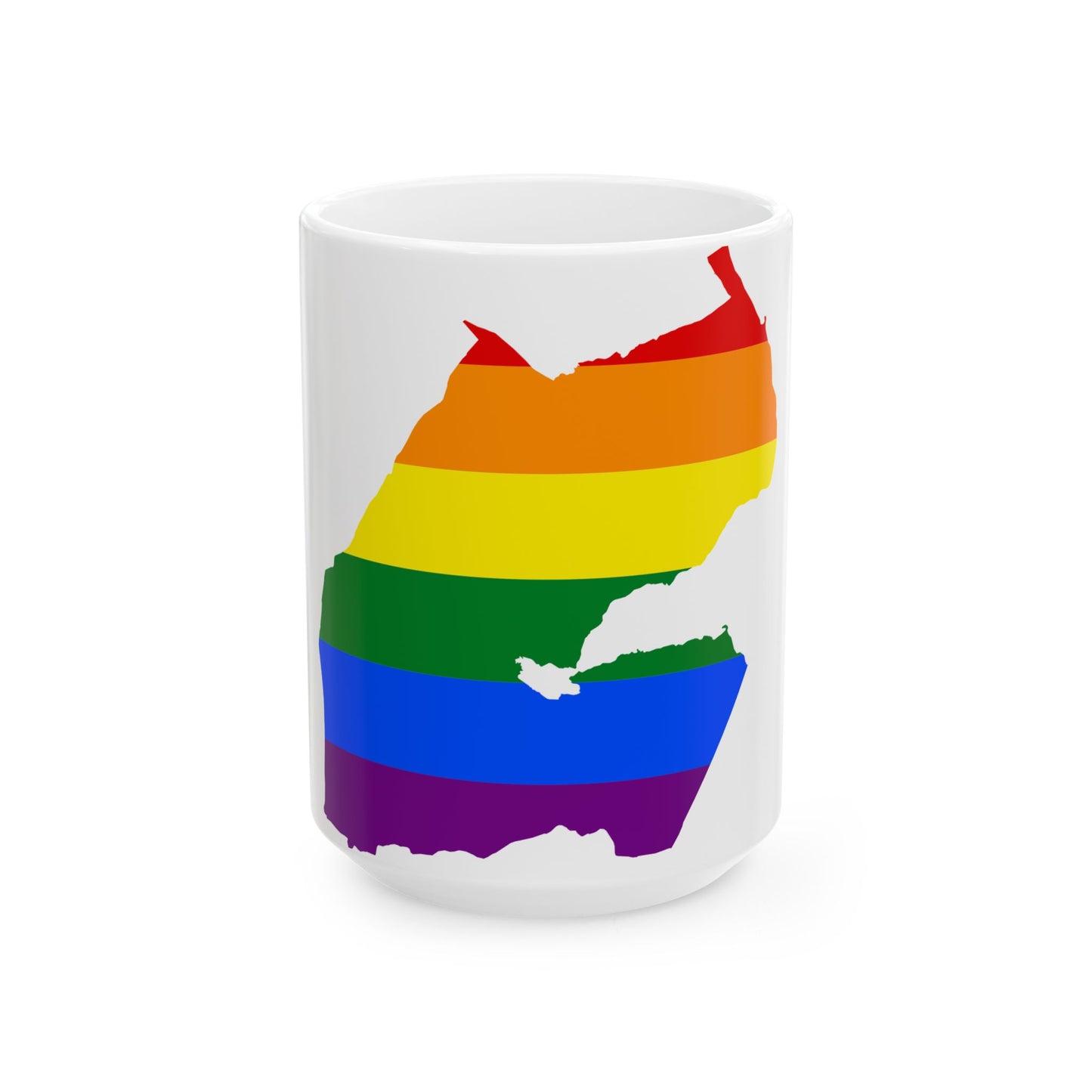LGBT flag map of Djibouti (Djibouti) White Coffee Mug-15oz-Go Mug Yourself