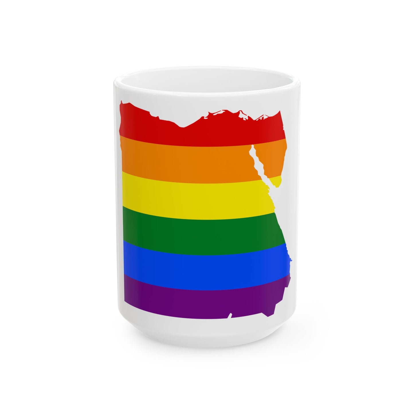 LGBT flag map of Egypt (Egypt) White Coffee Mug-15oz-Go Mug Yourself