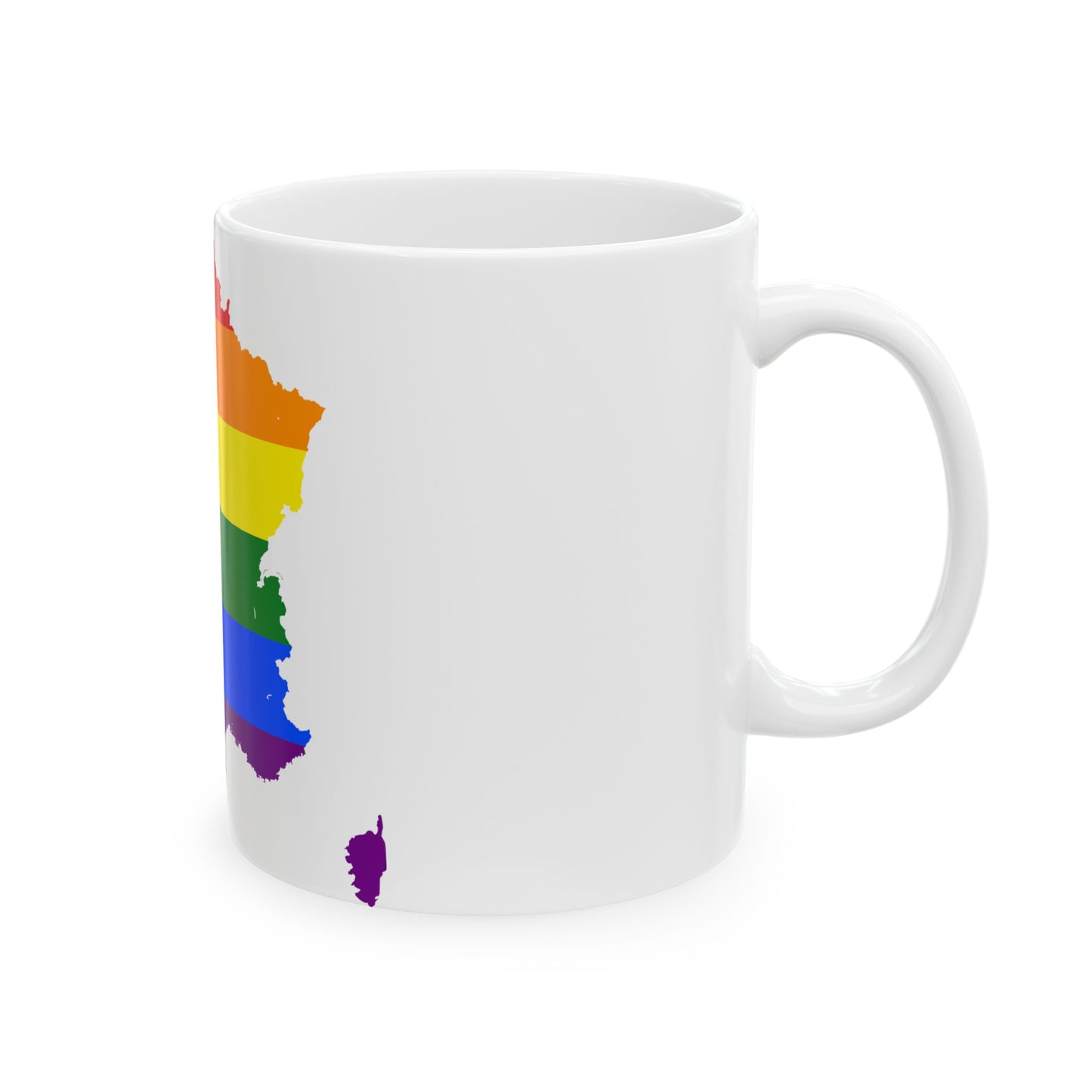 LGBT flag map of France (France) White Coffee Mug-Go Mug Yourself