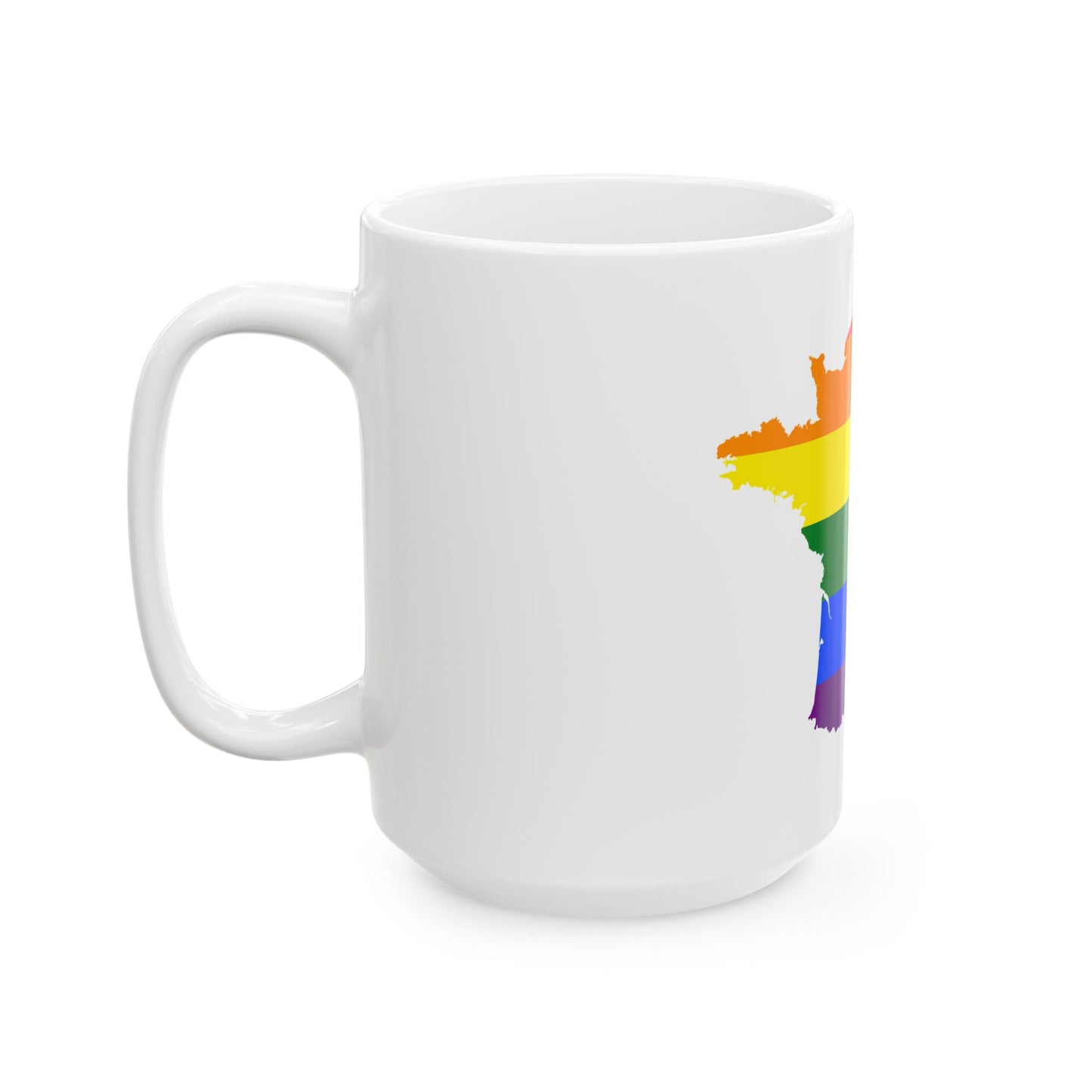 LGBT flag map of France (France) White Coffee Mug-Go Mug Yourself
