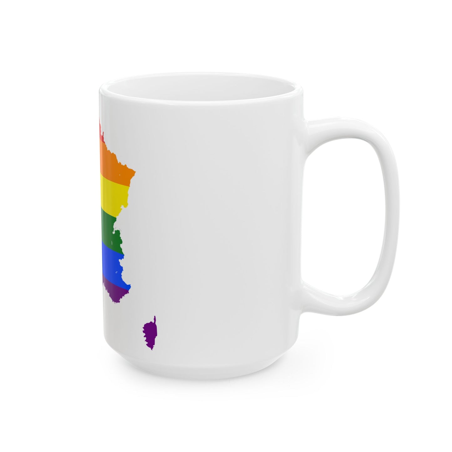 LGBT flag map of France (France) White Coffee Mug-Go Mug Yourself