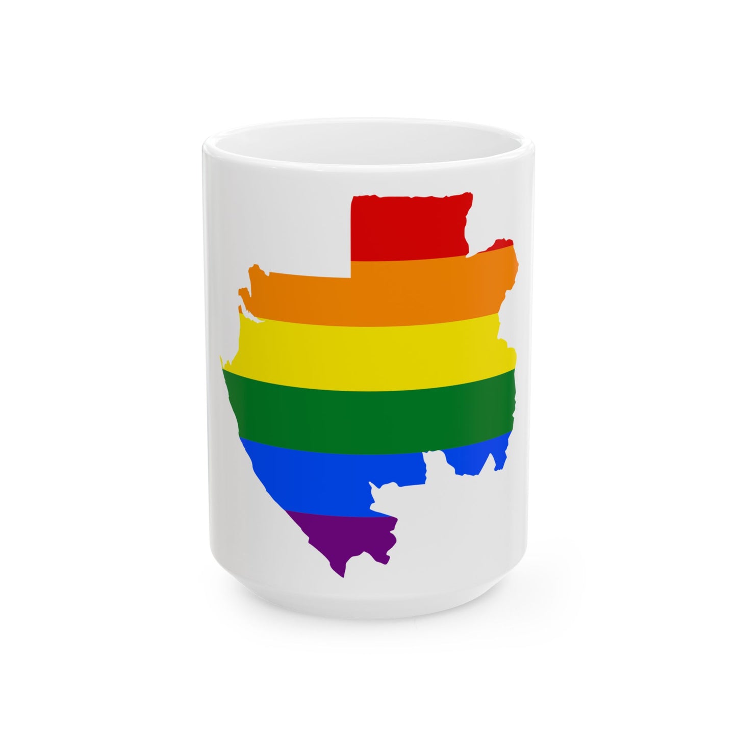 LGBT flag map of Gabon (Gabon) White Coffee Mug-15oz-Go Mug Yourself