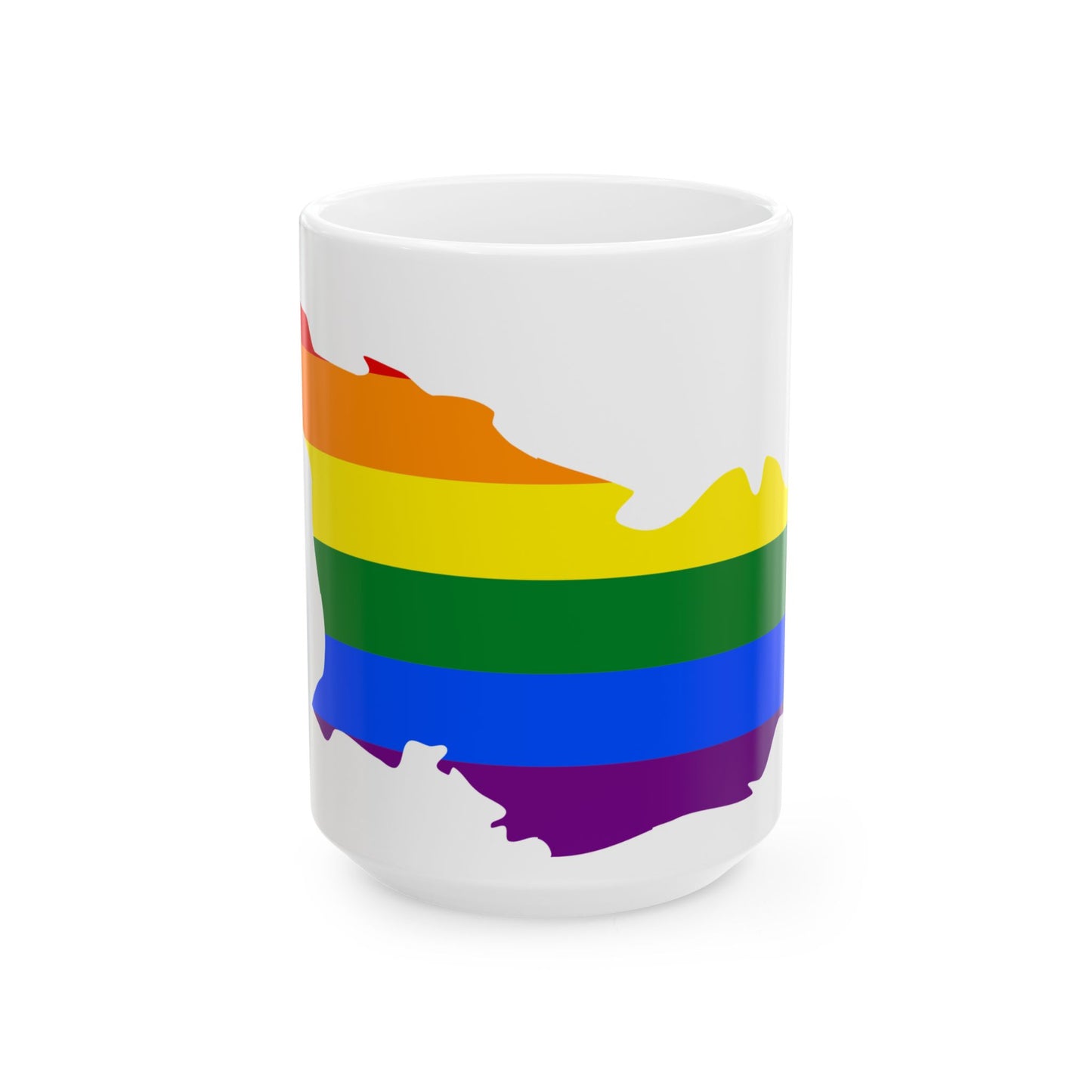 LGBT flag map of Georgia (Georgia) White Coffee Mug-15oz-Go Mug Yourself