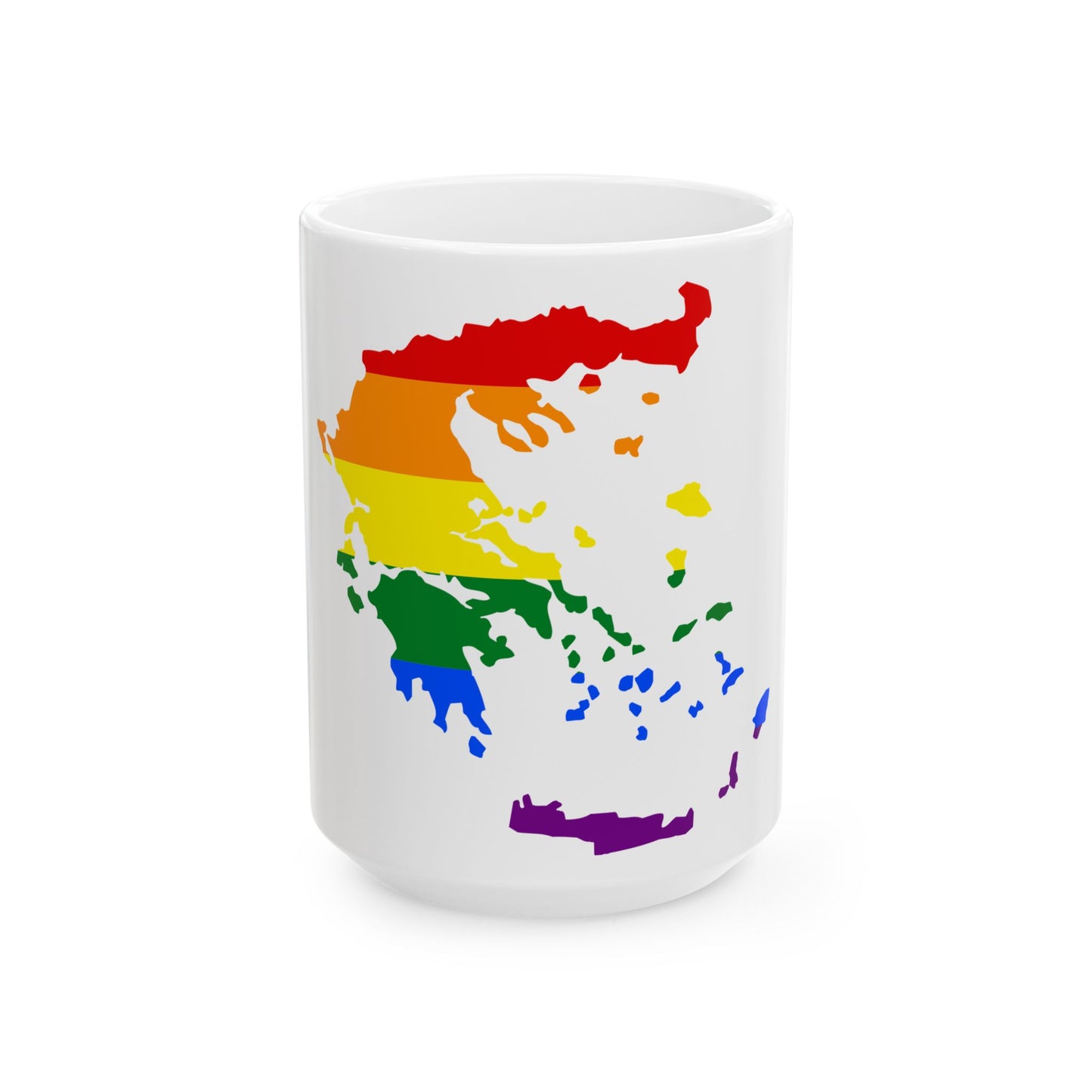 LGBT flag map of Greece (Greece) White Coffee Mug-15oz-Go Mug Yourself