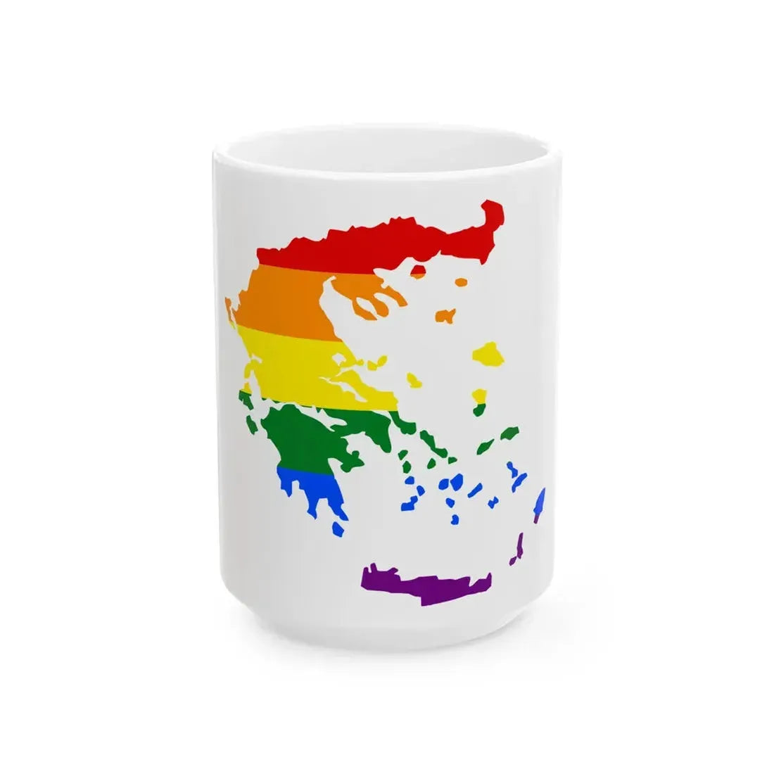 LGBT flag map of Greece (Greece) White Coffee Mug 15oz - Go Mug Yourself
