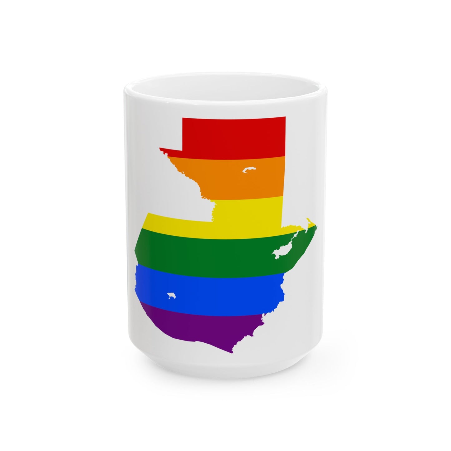 LGBT flag map of Guatemala (Guatemala) White Coffee Mug-15oz-Go Mug Yourself