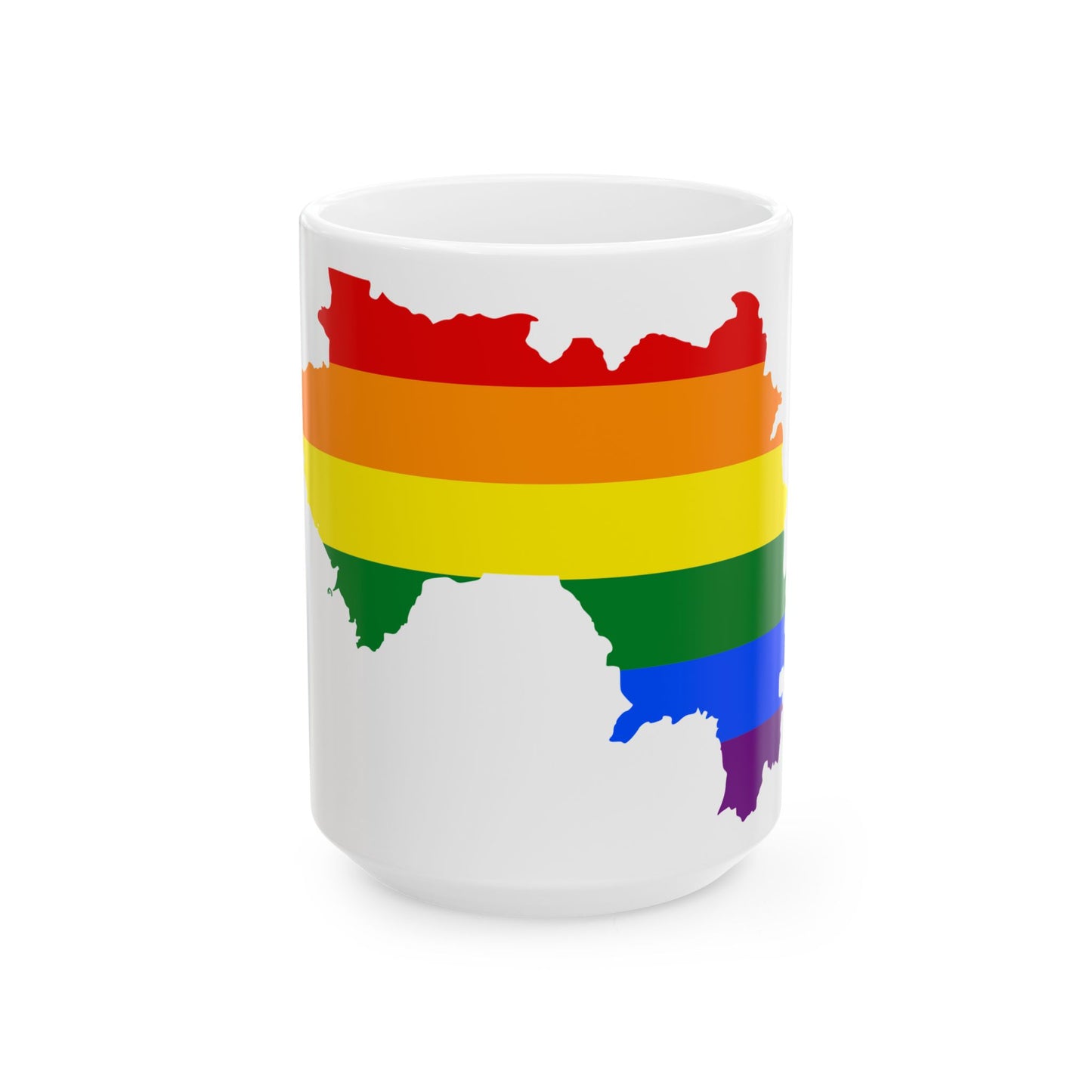 LGBT flag map of Guinea (Guinea) White Coffee Mug-15oz-Go Mug Yourself