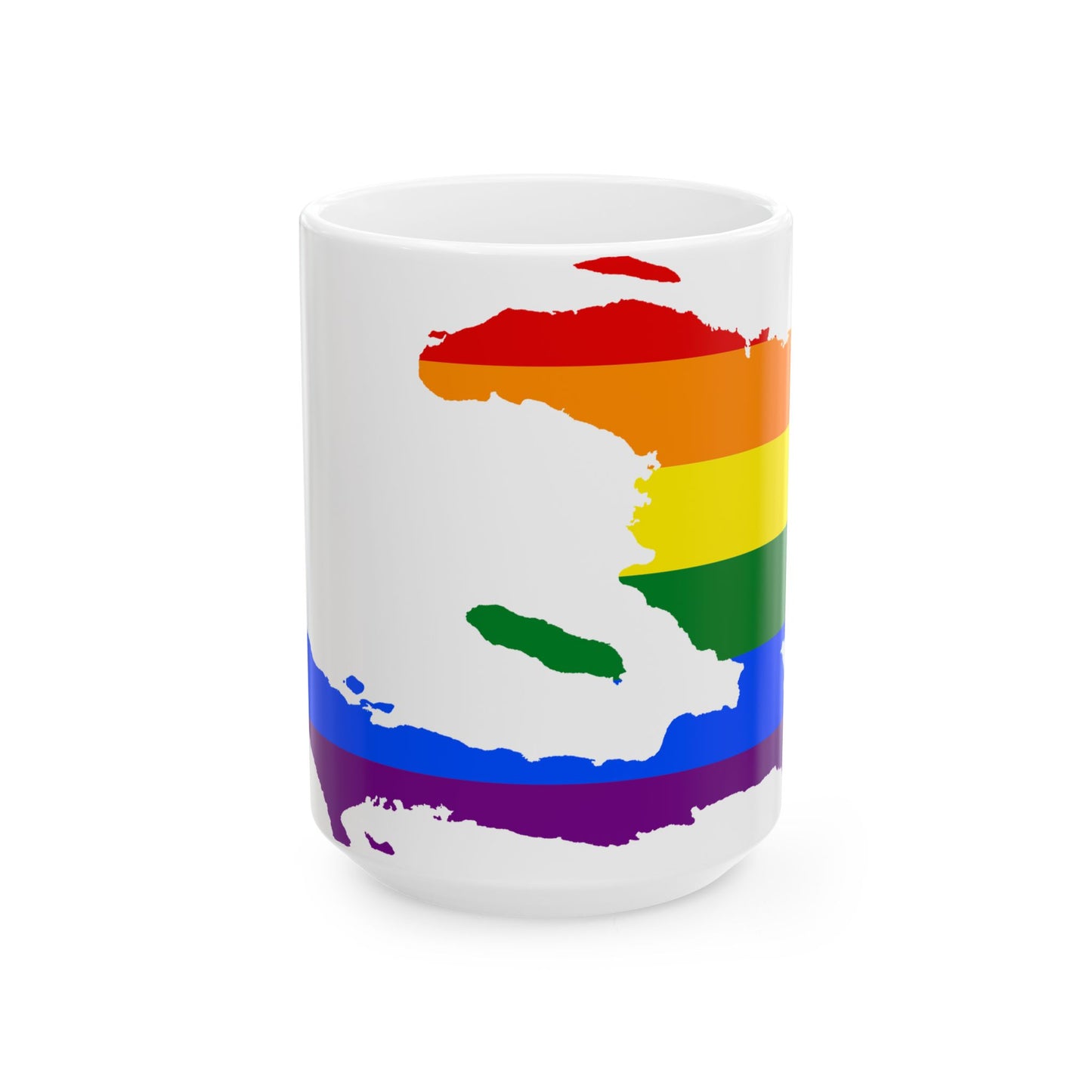 LGBT flag map of Haiti (Haiti) White Coffee Mug-15oz-Go Mug Yourself