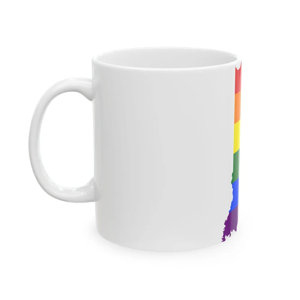LGBT flag map of Indiana (United States) White Coffee Mug - Go Mug Yourself