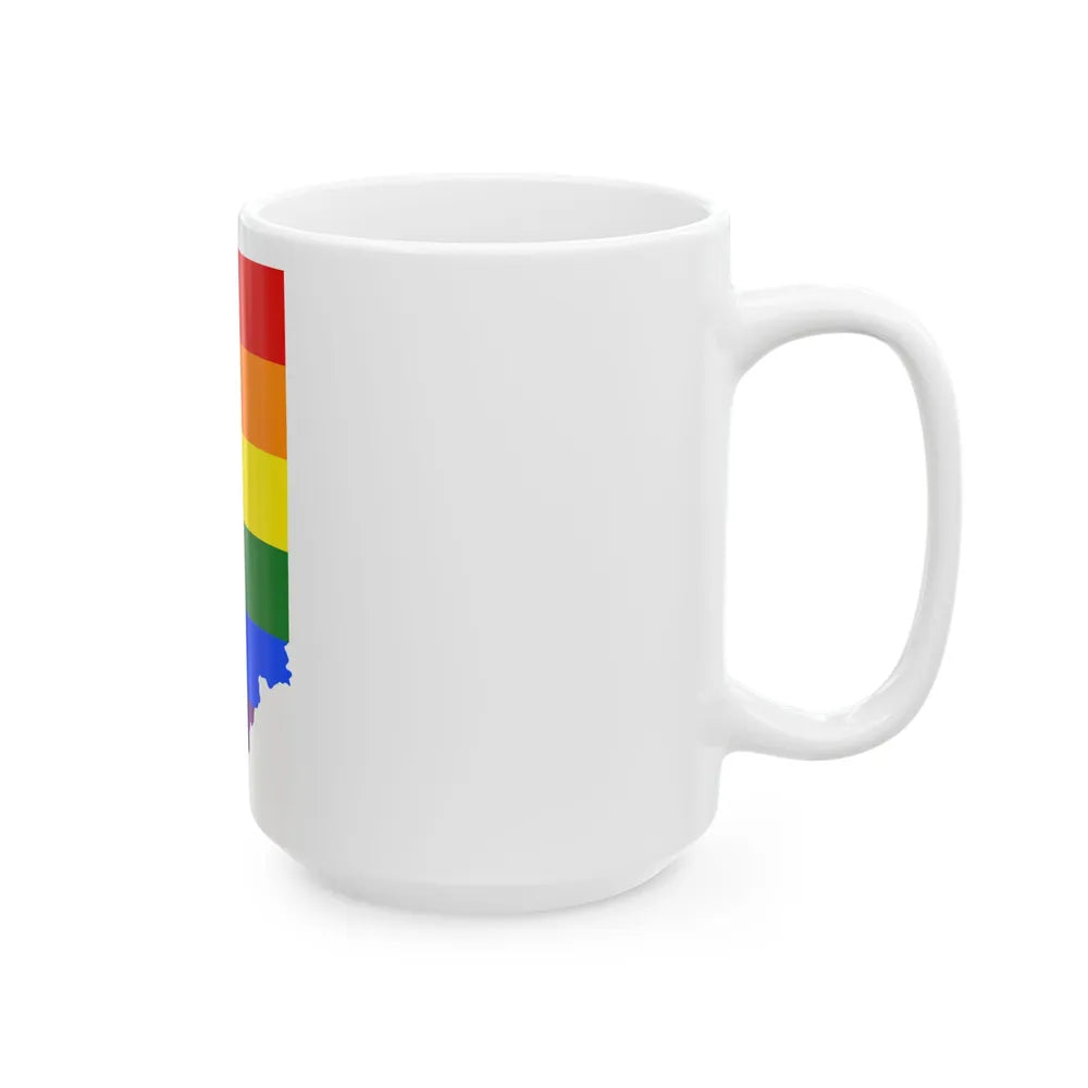 LGBT flag map of Indiana (United States) White Coffee Mug - Go Mug Yourself