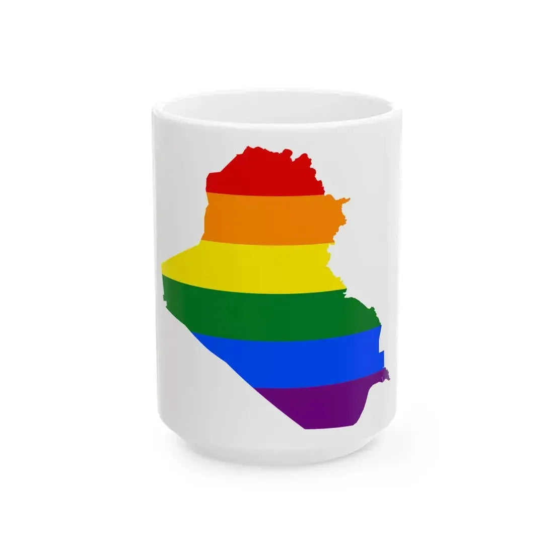 LGBT flag map of Iraq (Iraq) White Coffee Mug 15oz - Go Mug Yourself