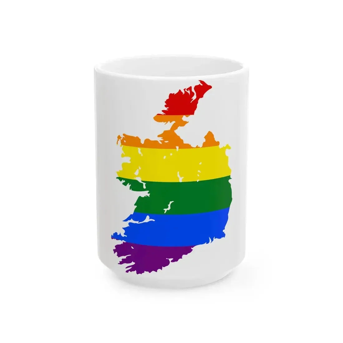 LGBT flag map of Ireland (Ireland) White Coffee Mug 15oz - Go Mug Yourself