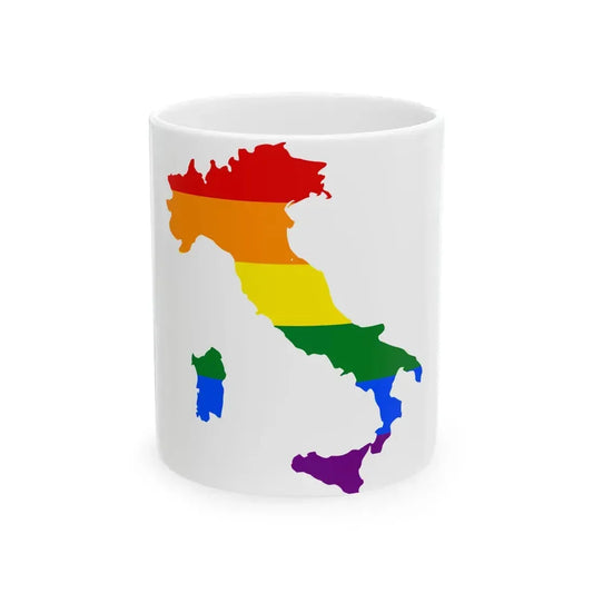 LGBT flag map of Italy (Italy) White Coffee Mug 11oz - Go Mug Yourself